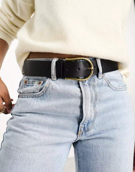 ASOS DESIGN half moon waist and hip jeans belt in black