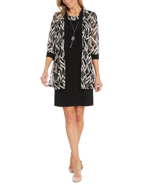 Women's 2-Pc. Printed Jacket & Necklace Dress Set