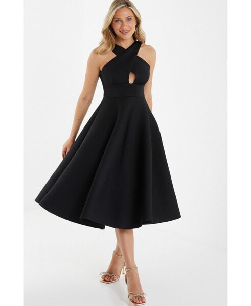 Women's Keyhole Skater Midi Dress