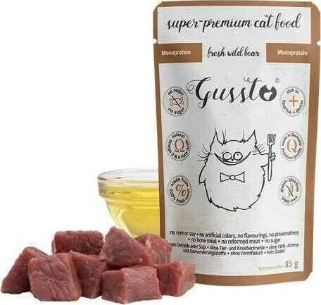 GUSSTO GUSSTO sasz.85g FRESH WILD BOAR /8 Pokarm dla kota z DZICZYZNĄ