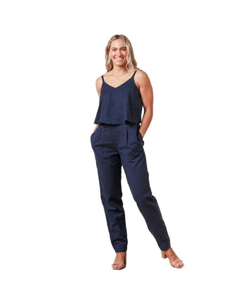 Women's Sleeveless Faux Top Jumpsuit