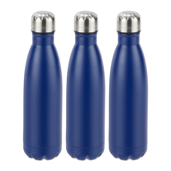 3 x Trinkflasche Edelstahl silber