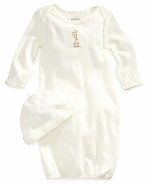 Baby Boys or Baby Girls Giraffe Gown and Hat, 2 Piece Set