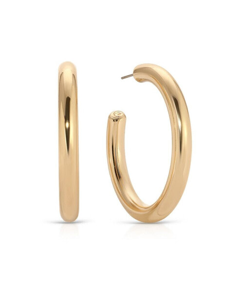 18k Gold Plated Large Thick Classic Hoop Earrings