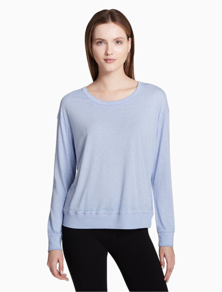 Calvin Klein Women's Long Sleeve Drop Shoulder Top Blue M