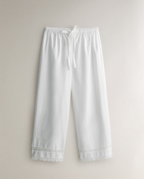 Embroidered cotton trousers