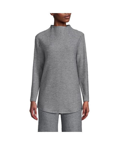 Women's Cable Ottoman Relaxed Long Sleeve Funnel Neck Tunic