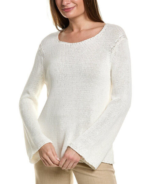 Lafayette 148 New York Loose Knit Silk-Blend Sweater Women's White L