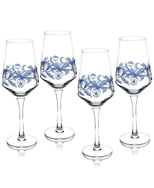 Blue Italian Wine Glasses, Set of 4