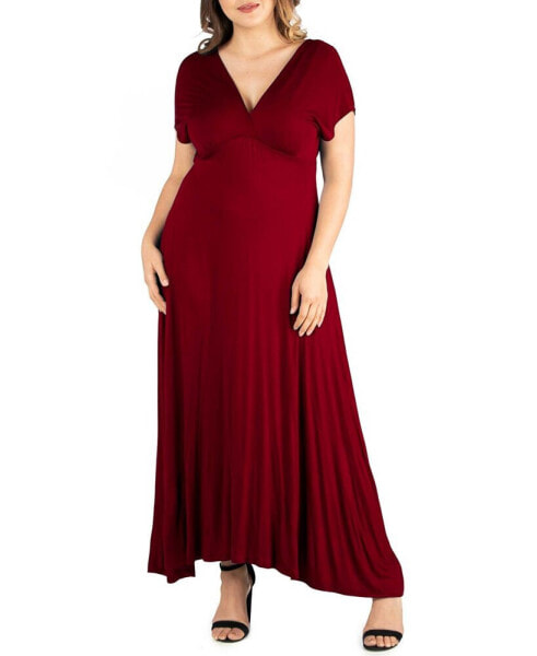 Plus Size Empire Waist V-neck Maxi Dress