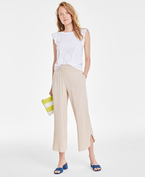 Women's Gauze Dolphin-Hem Ankle Pants, Created for Macy's