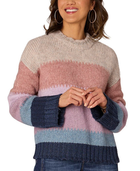 Petite Colorblocked Dropped-Shoulder Sweater