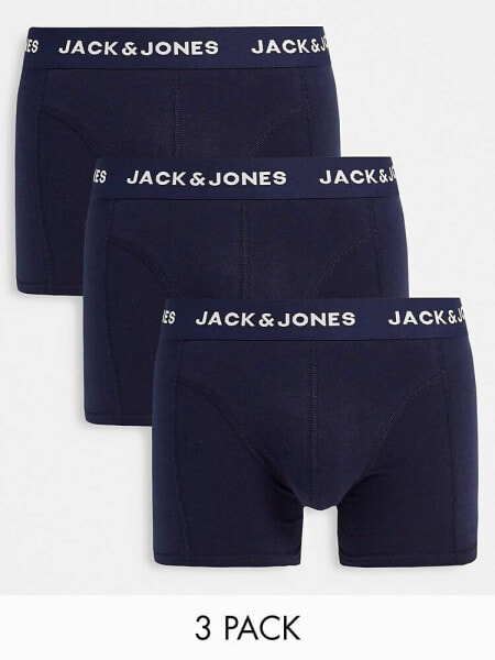 Jack & Jones 3 pack trunks with contrast waistband