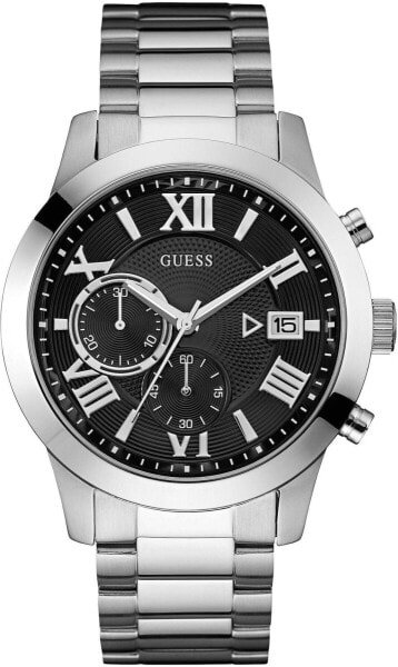 Guess Herren Armbanduhr Atlas silberfarben GW0668G3 45 mm