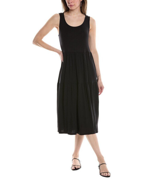 Eileen Fisher Tiered Midi Dress Women's Black S