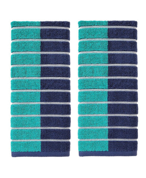 Color Block Stripes Cotton 2 Piece Hand Towel Set, 26" x 16"