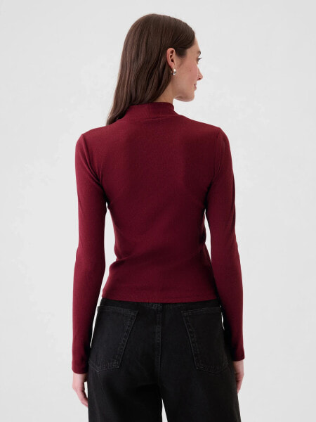 Modern Rib Cropped Mockneck Shirt