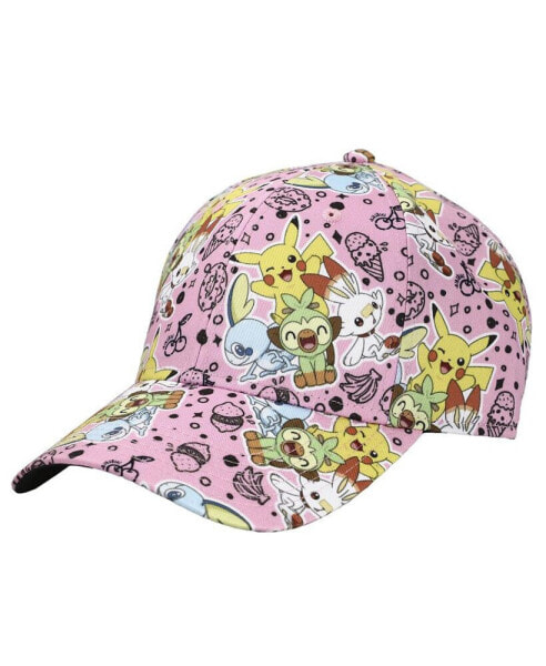 Men's Anime Characters All Over Print Pink Snapback