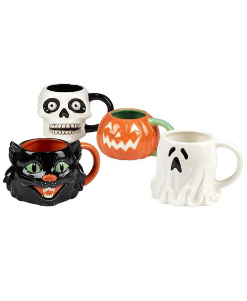 Scaredy Cat 3D Mug, Set of 4