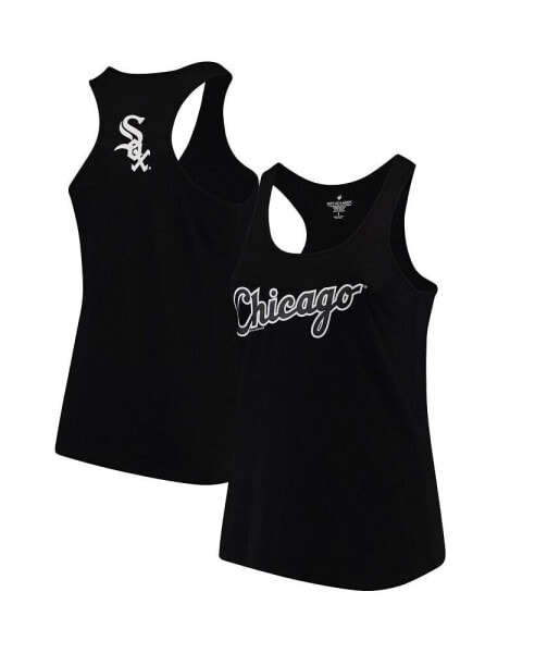 Women's Black Chicago White Sox Plus Size Swing for the Fences Racerback Tank Top