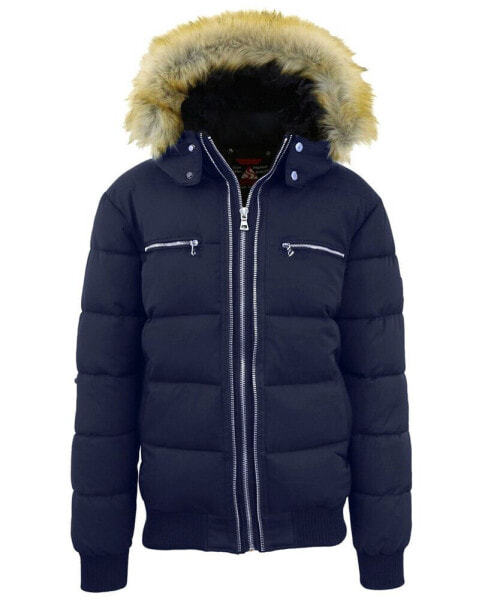 Men's Heavyweight Jacket With Detachable Faux Fur Hood