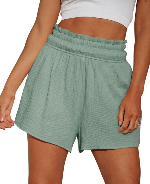 Women's Smocked Paperbag Waist Shorts