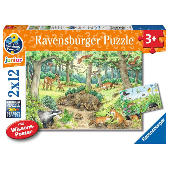 Puzzle Tiere im Wald und auf der Wiese