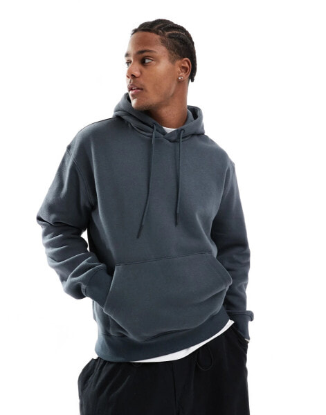 Bershka basic hoodie in charcoal