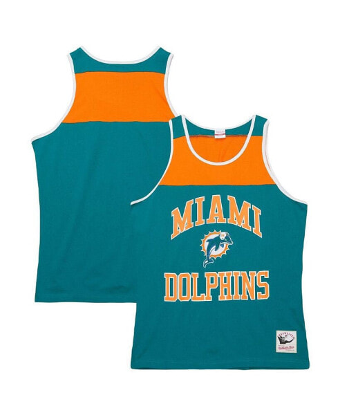 Men's Teal, Orange Miami Dolphins Gridiron Classics Heritage Colorblock Tank Top