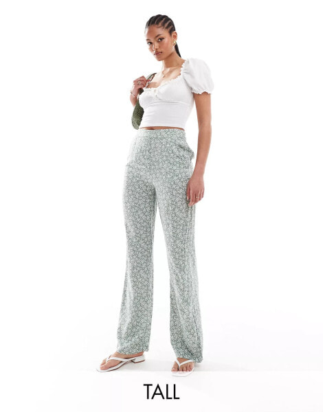 Vero Moda Tall wide leg trousers in sage floral