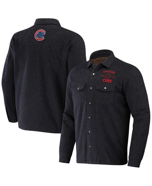 Men's Darius Rucker Collection by Black Chicago Cubs Ringstop Full-Snap Shacket