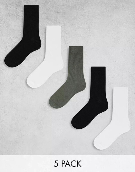 Weekday 5-pack sport socks in black, grey and white