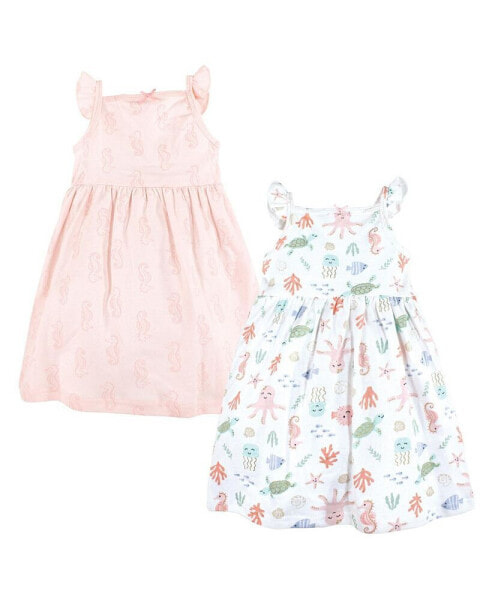 Toddler Girls Cotton Dresses, Pastel Sea