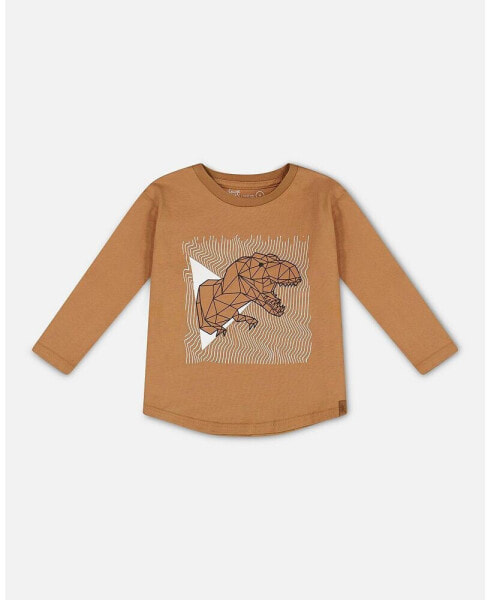 Big Boys Long-Sleeve T-Shirt With Print Caramel