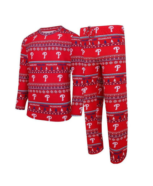 Комплект пижамы Concepts Sport Red Philadelphia Phillies Knit Ugly Sweater Long Sleeve Top and Pants Set