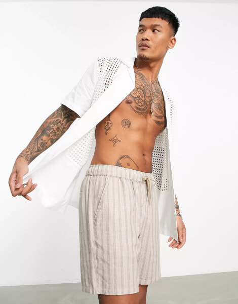 ASOS DESIGN relaxed shirt with broidery panels in white