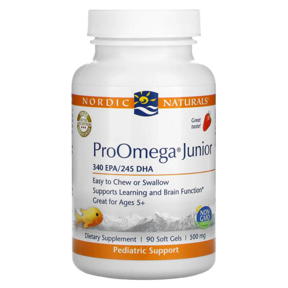 Nordic Naturals, ProOmega Junior, клубничный вкус, 340 мг, 90 мягких таблеток