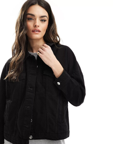 ONLY oversized denim jacket in black