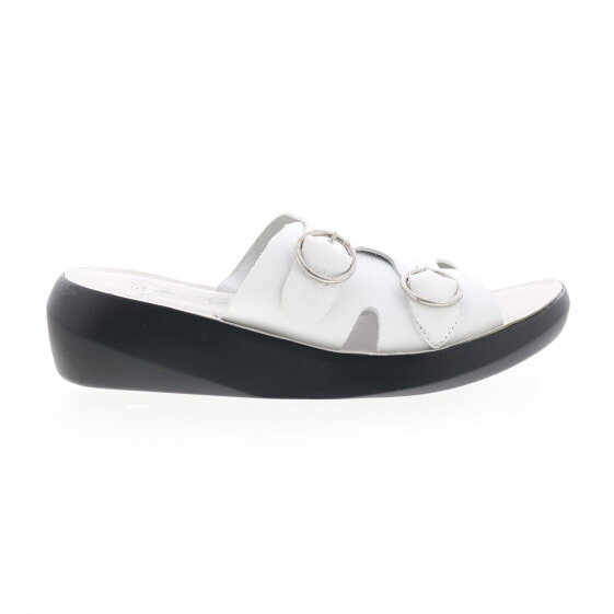 Fly London Bait BAIT742FLY-006 Womens White Leather Wedges Sandals Shoes 40