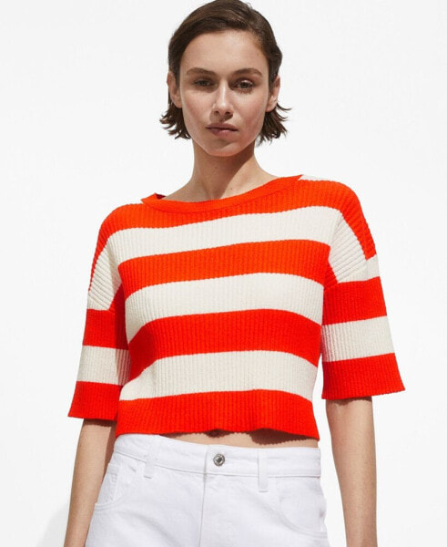 Women's Striped Ribbed-Knit Sweater