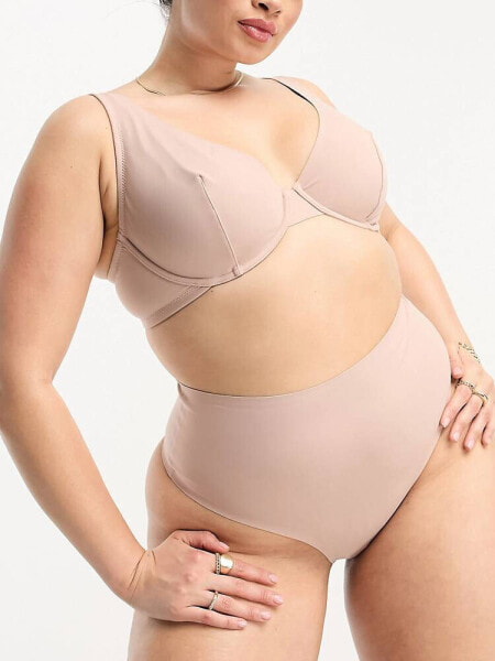 ASOS DESIGN Curve Marina smoothing underwire bra in mink