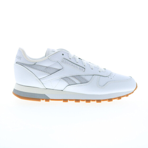 Reebok Classic Leather Womens White Leather Lace Up Lifestyle Sneakers Shoes 8