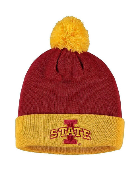 Men's Cardinal and Gold Iowa State Cyclones Core 2-Tone Cuffed Knit Hat with Pom