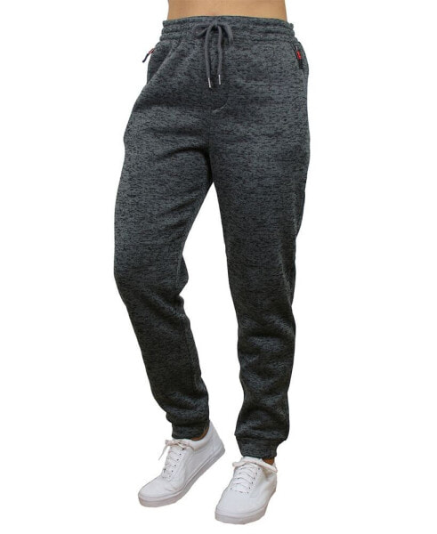 Women's Loose Fit Marled Fleece Joggers with Zipper Side Pockets