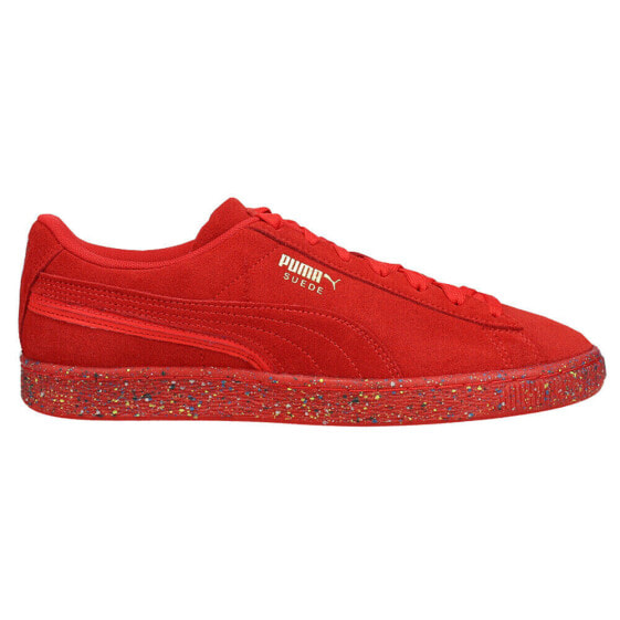 Puma Suede Mono Triplex Lace Up Mens Red Sneakers Casual Shoes 386852-02