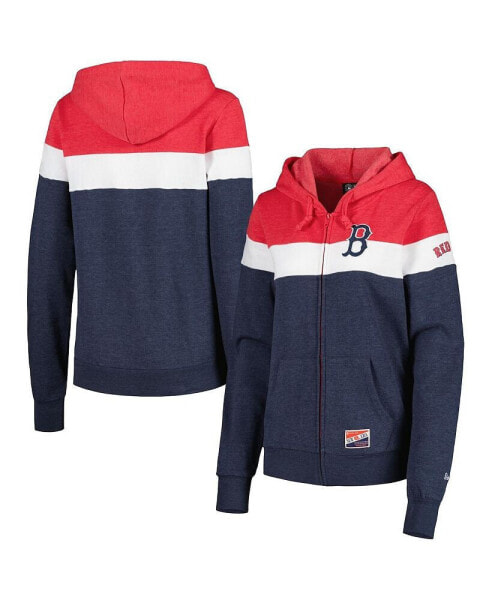 Women's Heather Navy Boston Red Sox Colorblock Full-Zip Hoodie Jacket