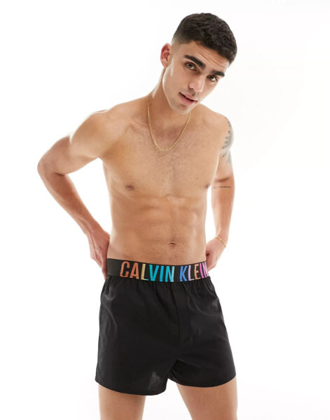 Calvin Klein Pride cotton stretch boxers in black with rainbow logo