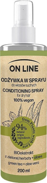 Feuchtigkeitsspendendes und revitalisierendes Spray für trockenes Haar mit grünem tee und Aloe Vera