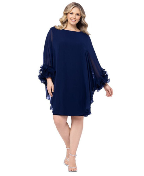 Plus Size Ruffle-Cuff Batwing-Sleeve Dress