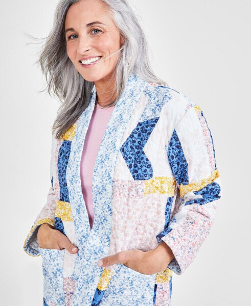 Petite Cotton Quilted Patchwork Jacket, Created for Macy's